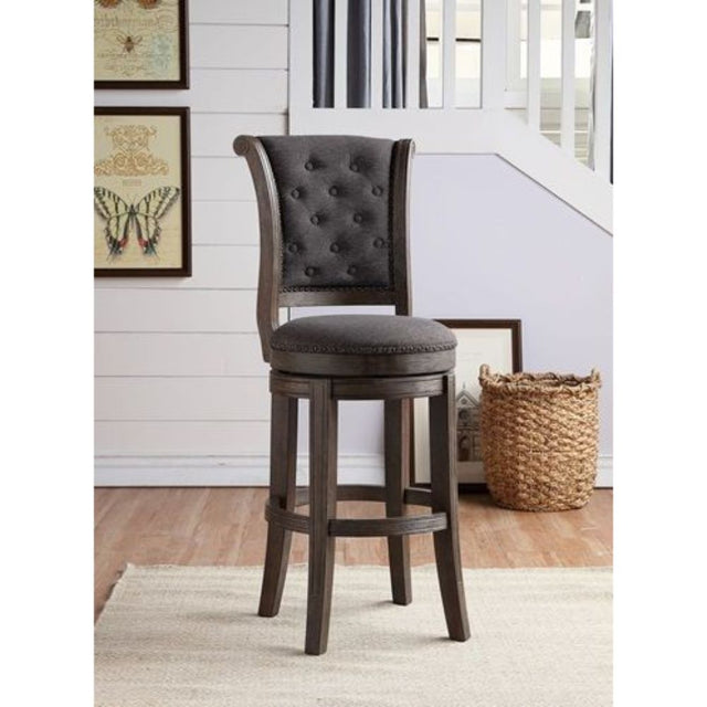 Acme - Glison Counter Height Chair (Set-2) 96456 Charcoal Fabric & Walnut Finish