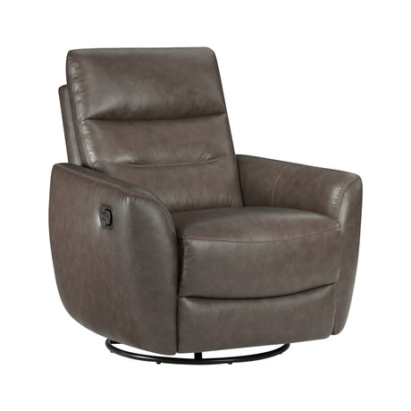 Luxurious Swivel Glider Reclining Chair 1pc Dark Brown Leather Upholstery Plush Comfort Living Room Furniture