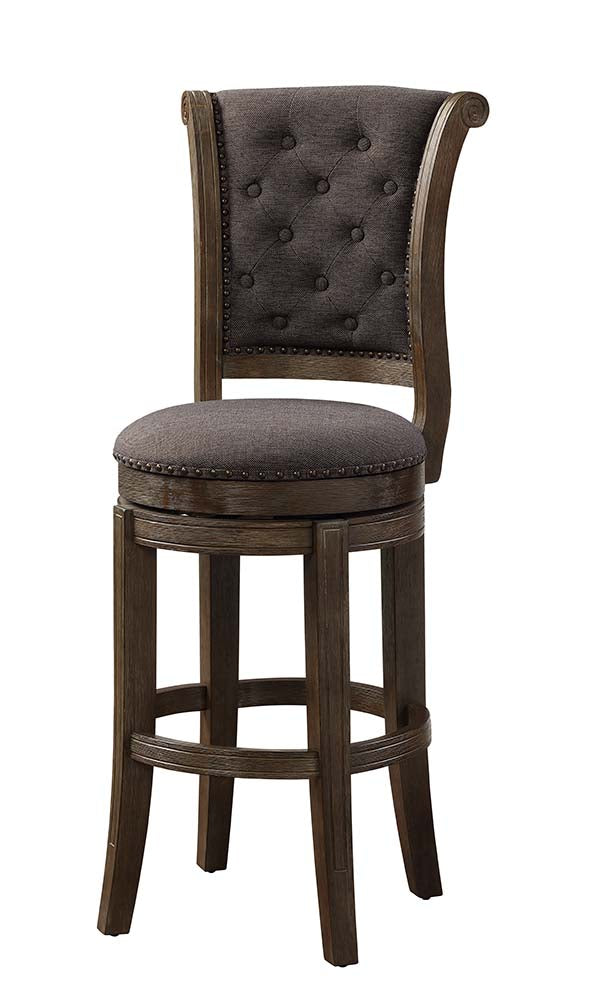 Acme - Glison Bar Chair (Set-2) 96458 Charcoal Fabric & Walnut Finish