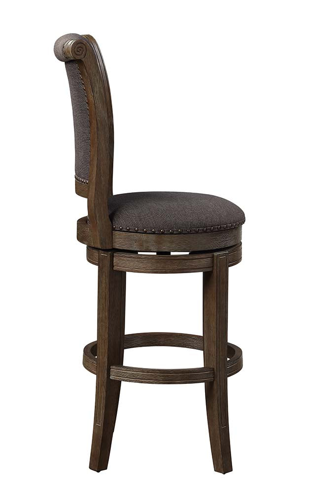 Acme - Glison Bar Chair (Set-2) 96458 Charcoal Fabric & Walnut Finish