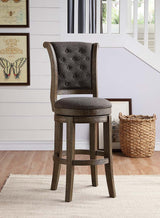 Acme - Glison Bar Chair (Set-2) 96458 Charcoal Fabric & Walnut Finish