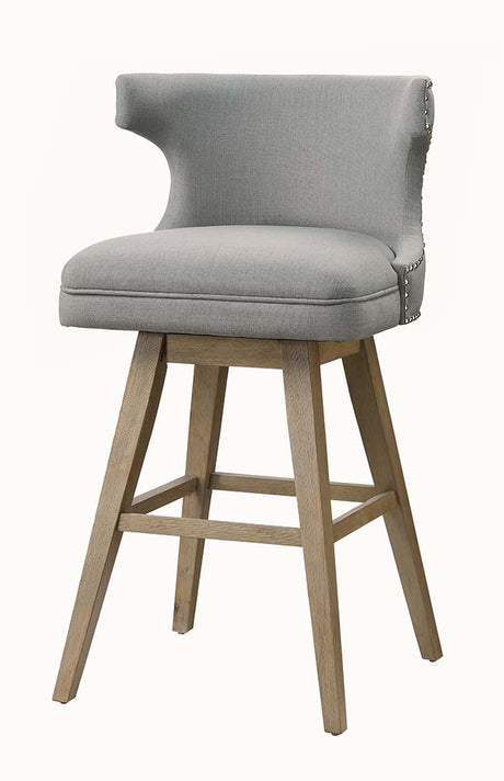 Acme - Everett Bar Chair 96461 Fabric & Oak Finish