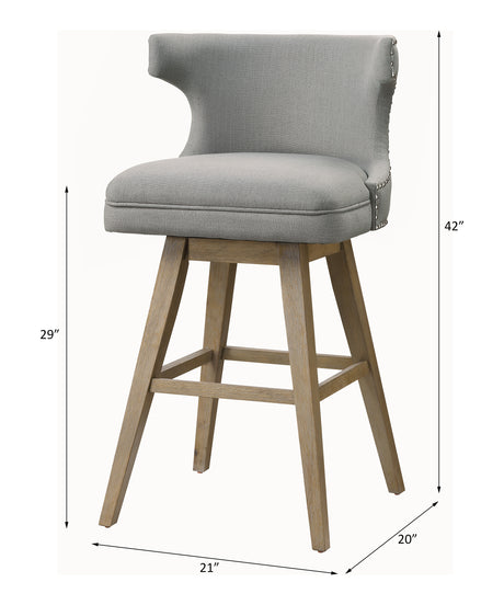 Acme - Everett Bar Chair 96461 Fabric & Oak Finish