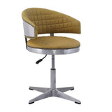 Acme - Brancaster Adjustable Stool W/Swivel 96470 Turmeric Top Grain Leather & Chrome Finish