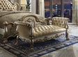 Acme - Dresden Bench 96488 Bone Synthetic Leather & Gold Patina Finish