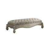 Acme - Versailles Bench 96540 Ivory Fabric & Bone White Finish