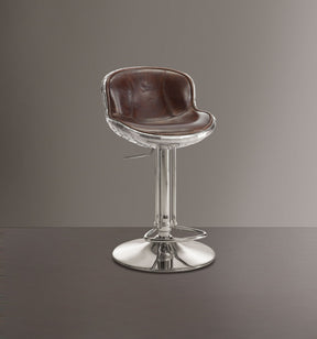Brancaster Adjustable Stool W/Swivel 96556 Vintage Brown Top Grain Leather & Aluminum | Acme | Home Elegance USA