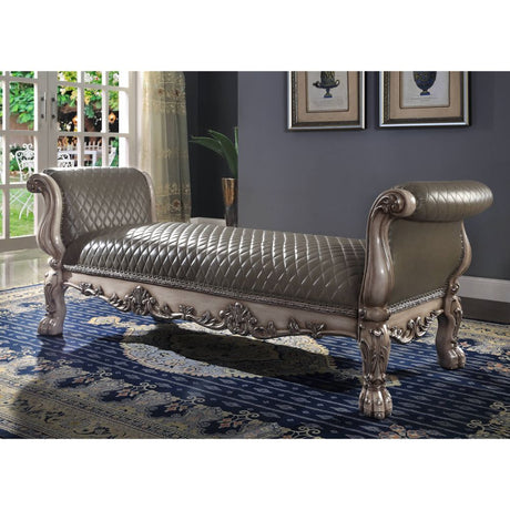 Acme - Dresden Bench 96590 Synthetic Leather & Vintage Bone White Finish