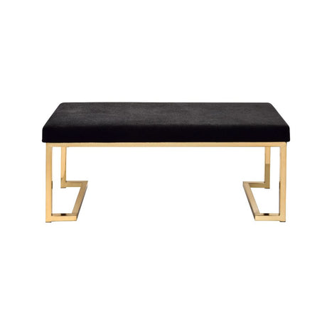 Acme - Boice Bench 96595 Black Fabric & Champagne Finish