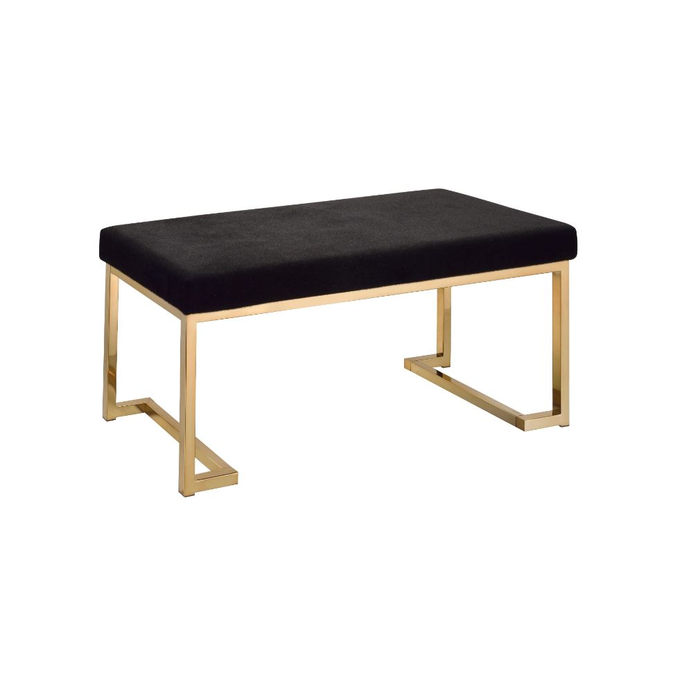 Acme - Boice Bench 96595 Black Fabric & Champagne Finish