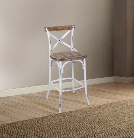 Acme - Zaire Bar Chair 96642 Antique White & Antique Oak Finish