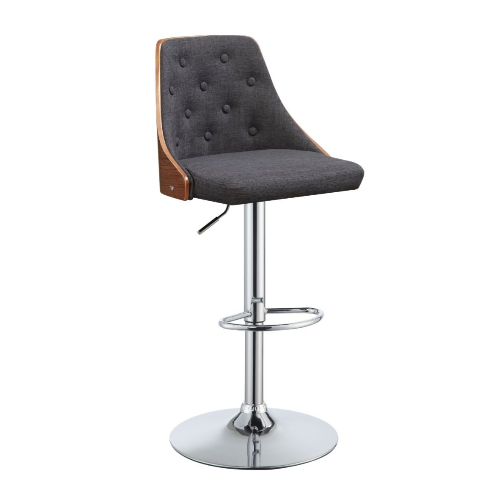 Acme - Camila Adjustable Stool W/Swivel 96750 Linen & Walnut Finish