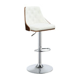 Acme - Camila Adjustable Stool W/Swivel 96751 White Synthetic Leather & Walnut Finish