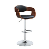 Acme - Camila Adjustable Stool W/Swivel 96753 Black Synthetic Leather & Walnut Finish