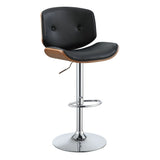 Acme - Camila Adjustable Stool W/Swivel 96756 Black Synthetic Leather & Walnut Finish