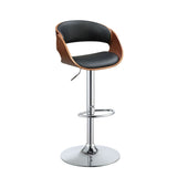 Acme - Camila Adjustable Stool W/Swivel 96757 Black Synthetic Leather & Walnut Finish