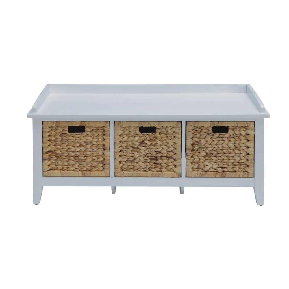 Acme - Flavius Bench W/Storage 96759 Rattan & White Finish