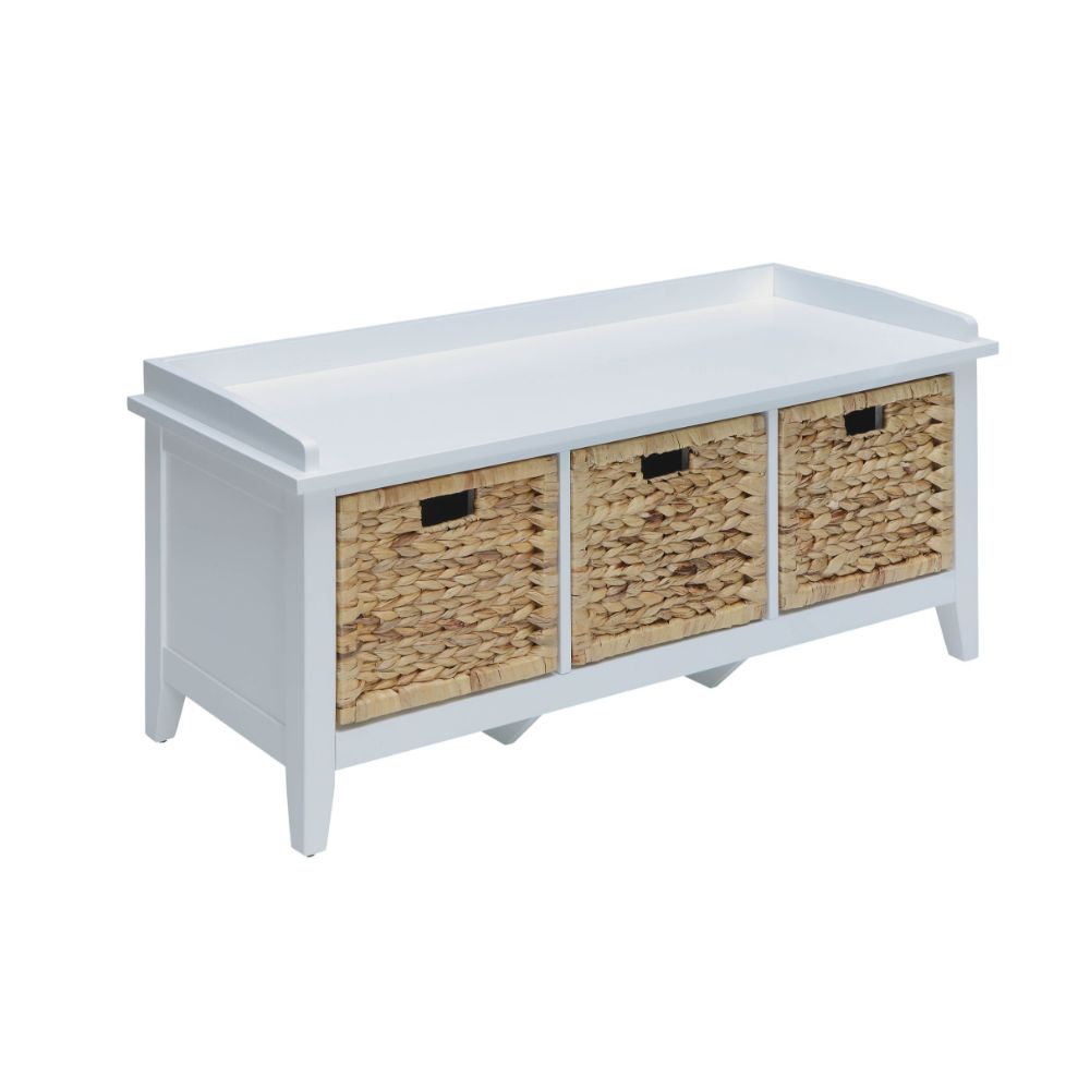 Acme - Flavius Bench W/Storage 96759 Rattan & White Finish