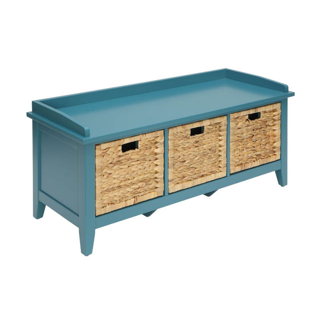 Acme - Flavius Bench W/Storage 96761 Rattan & Teal Finish