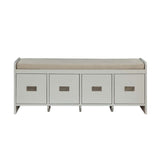 Berci Bench W/Storage 96775 Beige Fabric & White Finish | Acme - 96775 - Home Elegance USA - 2