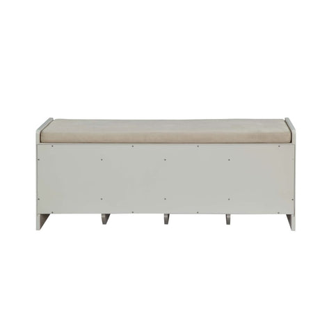 Acme - Berci Bench W/Storage 96775 Beige Fabric & White Finish