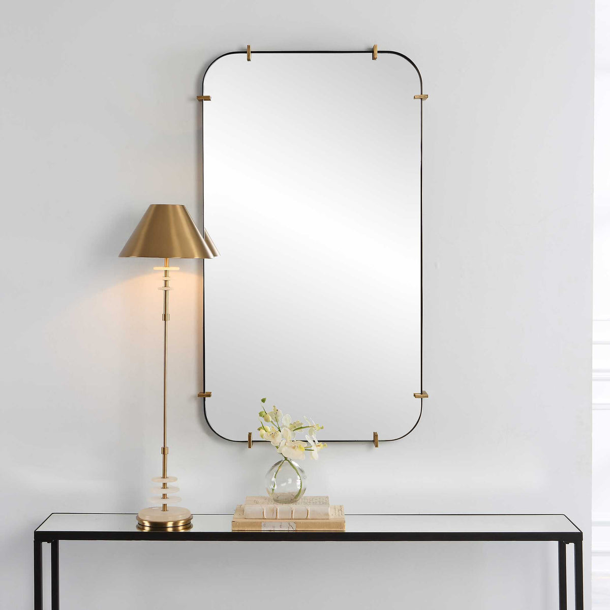 Pali Industrial Iron Mirror - Gold by Uttermost - View 3