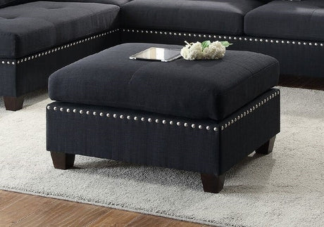 3-pcs Sectional Sofa Black Polyfiber Cushion Sofa Chaise Ottoman Reversible Couch Pillows - sold by Home Elegance USA