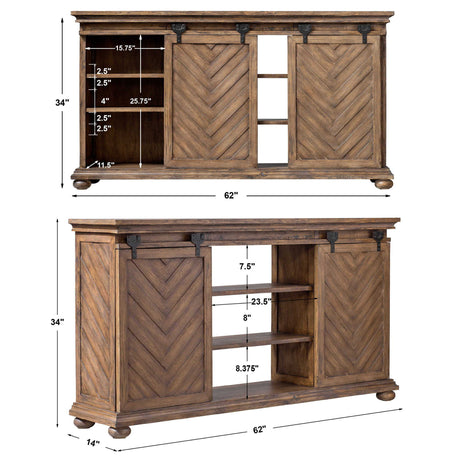 Primalia Barn Door Media Console - Light Brown by Uttermost - View 9