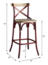 Acme - Zaire Bar Chair 96808 Antique Red & Antique Oak Finish