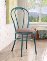 Acme - Jakia Side Chair (Set-2) 96814 Latte Fabric & Teal Finish