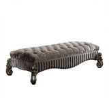 Acme - Versailles Bench 96820 Fabric & Antique Platinum Finish