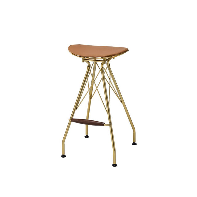 Acme - Dragea Bar Stool (Set-2) 96850 Whiskey Synthetic Leather & Gold Finish