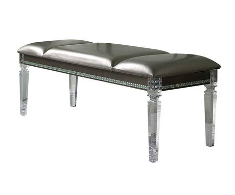 Acme - Sadie Bench 96947 Synthetic Leather & Clear Acrylic