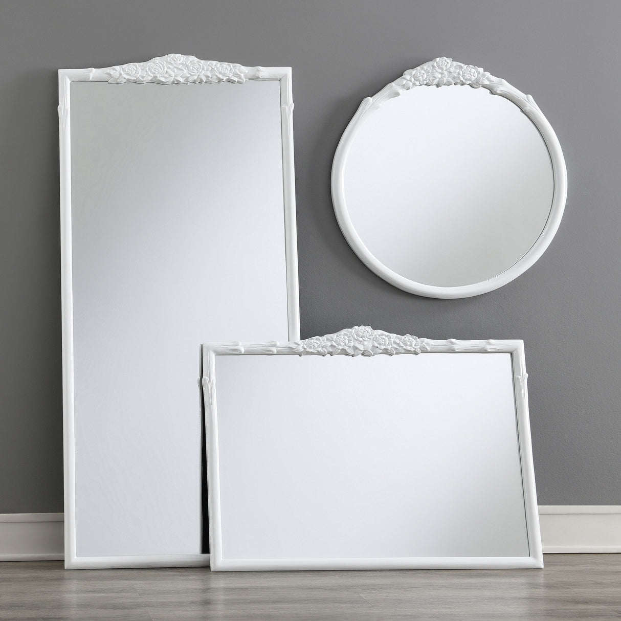 Wall Mirror - Sylvie French Provincial Rectangular Mantle Mirror White