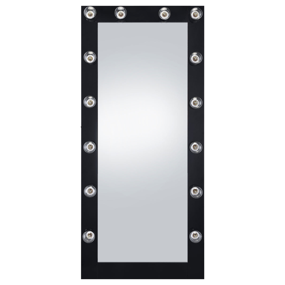 Floor Mirror - Zayan Full Length Floor Mirror With Lighting Black High Gloss