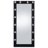 Floor Mirror - Zayan Full Length Floor Mirror With Lighting Black High Gloss