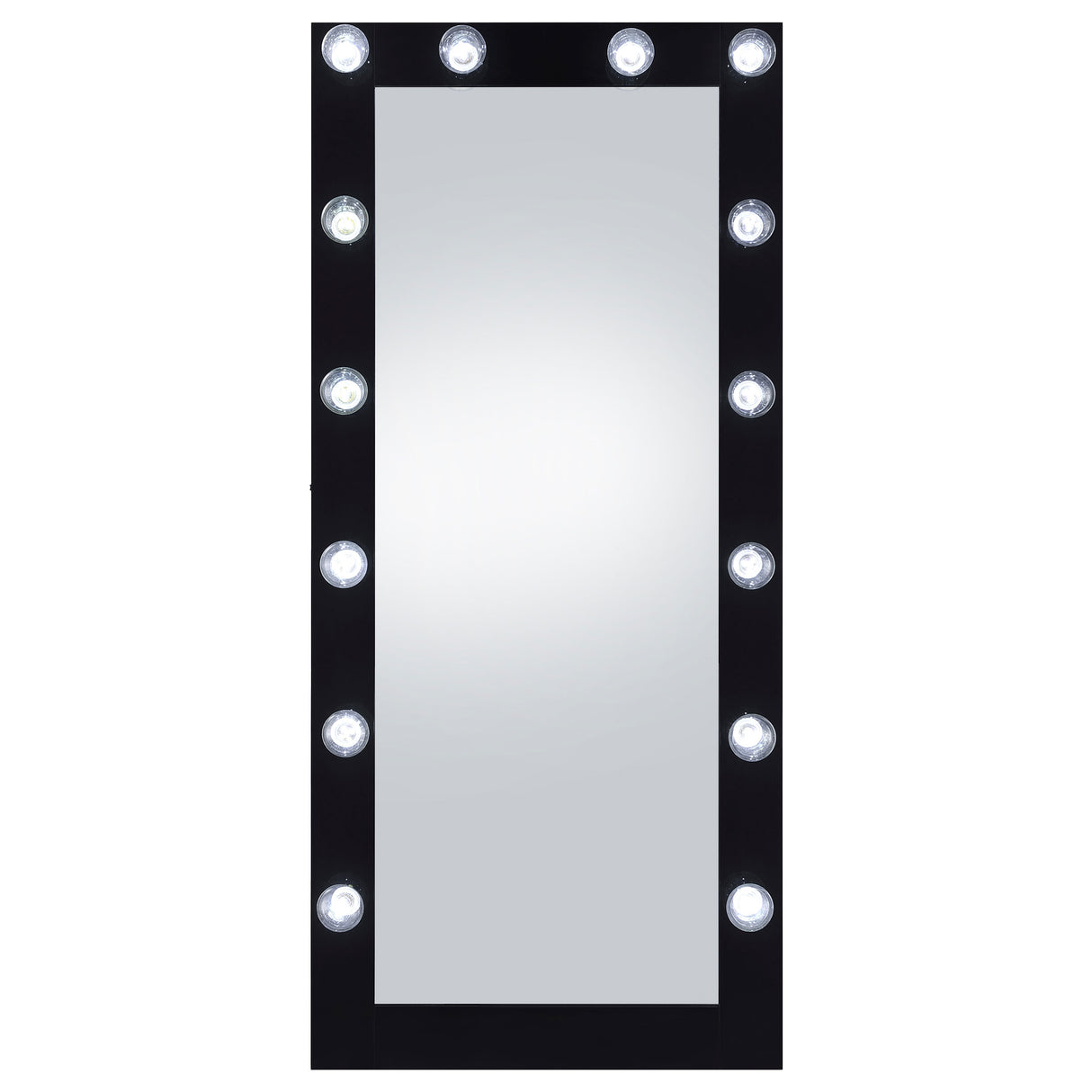 Floor Mirror - Zayan Full Length Floor Mirror With Lighting Black High Gloss