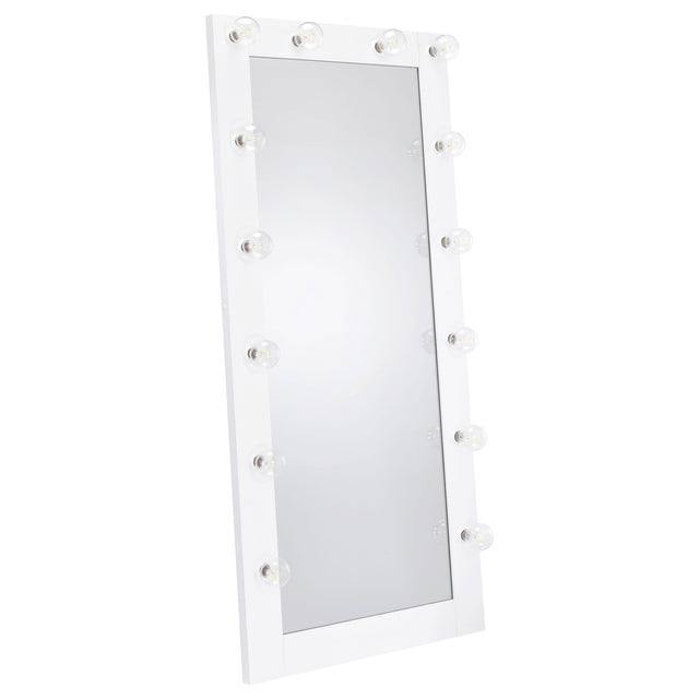 Floor Mirror - Zayan Full Length Floor Mirror With Lighting White High Gloss