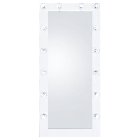 Floor Mirror - Zayan Full Length Floor Mirror With Lighting White High Gloss