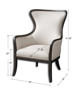 Sandy Wing Back Armchair Beige & Dark Brown - Beige / Dark Brown by Uttermost - View 14