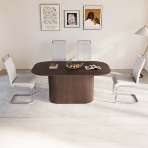 63 'medieval modern brown style MDF dining table and PU armless dining chair set 4. Assemble Desktop and Silver plated metal leg dining chair set, suitable for home&kitchen - sold by Home Elegance USA