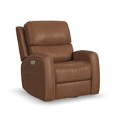 Linden Power Swivel Gliding Recliner With Power Headrest, Lumbar, Heat & Massage - Caramel | Flexsteel