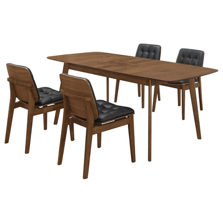Draper Natural Walnut and Black 5-piece Rectangular Dining Set - sold by Home Elegance USA