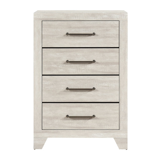 Contemporary Gray Oak Finish Storage Chest of 4x Drawers Wooden Bedroom Furniture 1pc