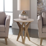 Marnie Limestone Side Table White & Light Brown - White / Light Brown by Uttermost - View 2