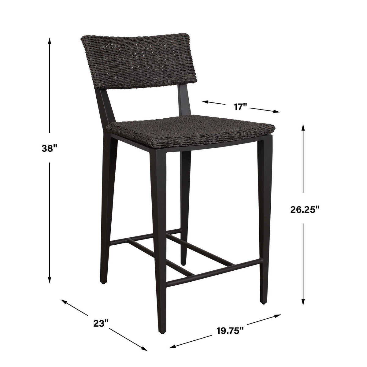 Calbas Outdoor Counter Stool - Black by Uttermost - View 8
