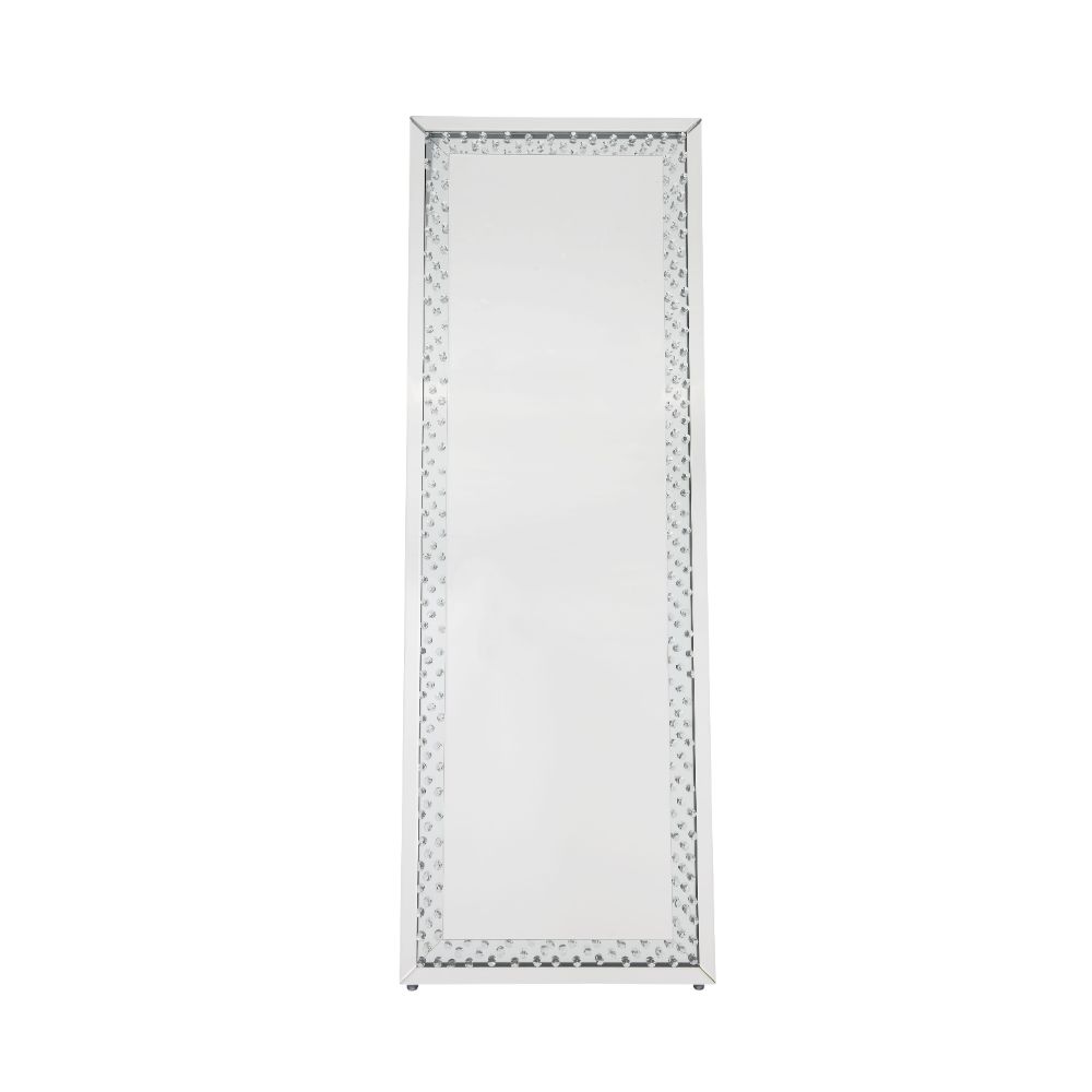 Acme - Nysa Floor Mirror 97025 Mirrored & Faux Crystals