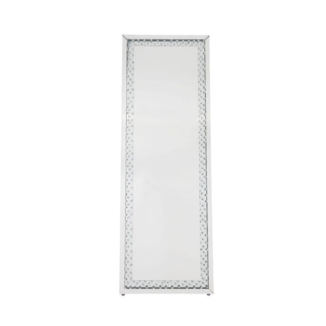 Acme - Nysa Floor Mirror 97025 Mirrored & Faux Crystals