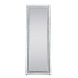 Acme - Noralie Floor Mirror 97157 Mirrored, Faux Diamonds