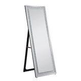 Acme - Noralie Floor Mirror 97157 Mirrored, Faux Diamonds